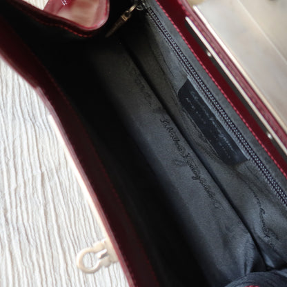 Salvatore Ferragamo Vintage Burgundy Leather Gancini Flap Shoulder Bag