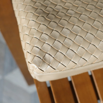 Rare Bottega Veneta Vintage Shimmer Ivory Pearl Intrecciato Braided Strap Shoulder Bag