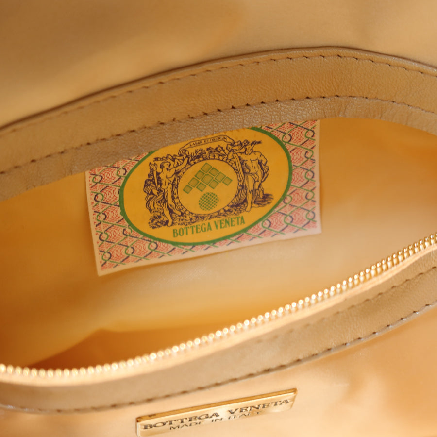 Rare Bottega Veneta Vintage Shimmer Ivory Pearl Intrecciato Braided Strap Shoulder Bag