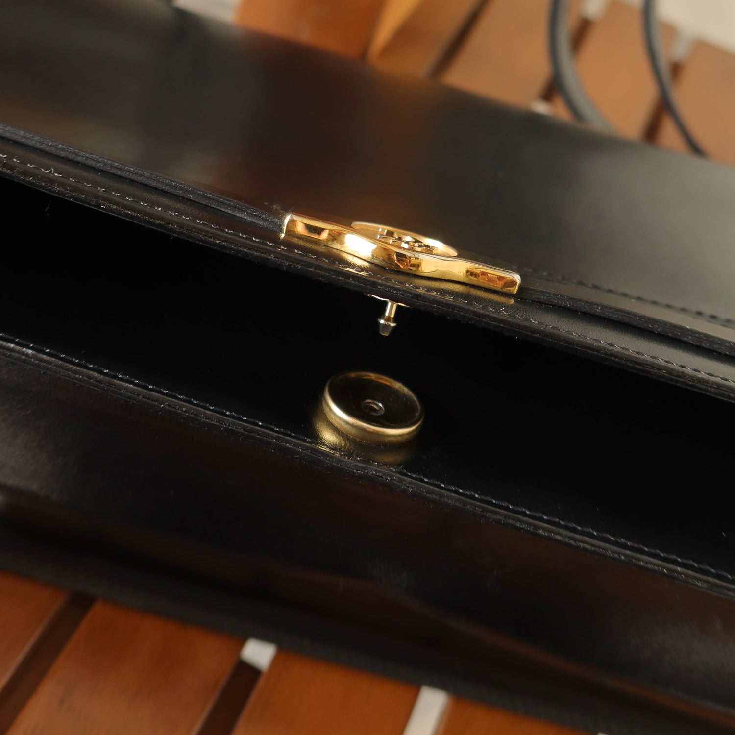 Christian Dior Vintage Black Leather Box Shoulder Bag