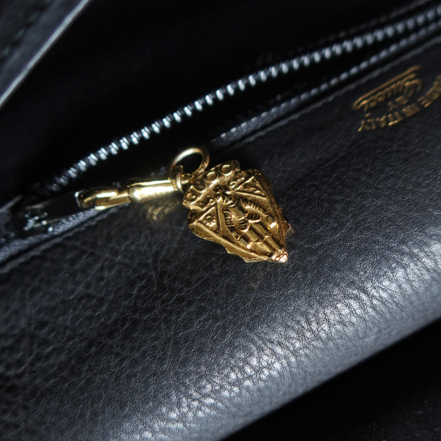 Gucci Vintage Black Suede Leather Bamboo Handle Gold Buckle Shoulder Flap Bag