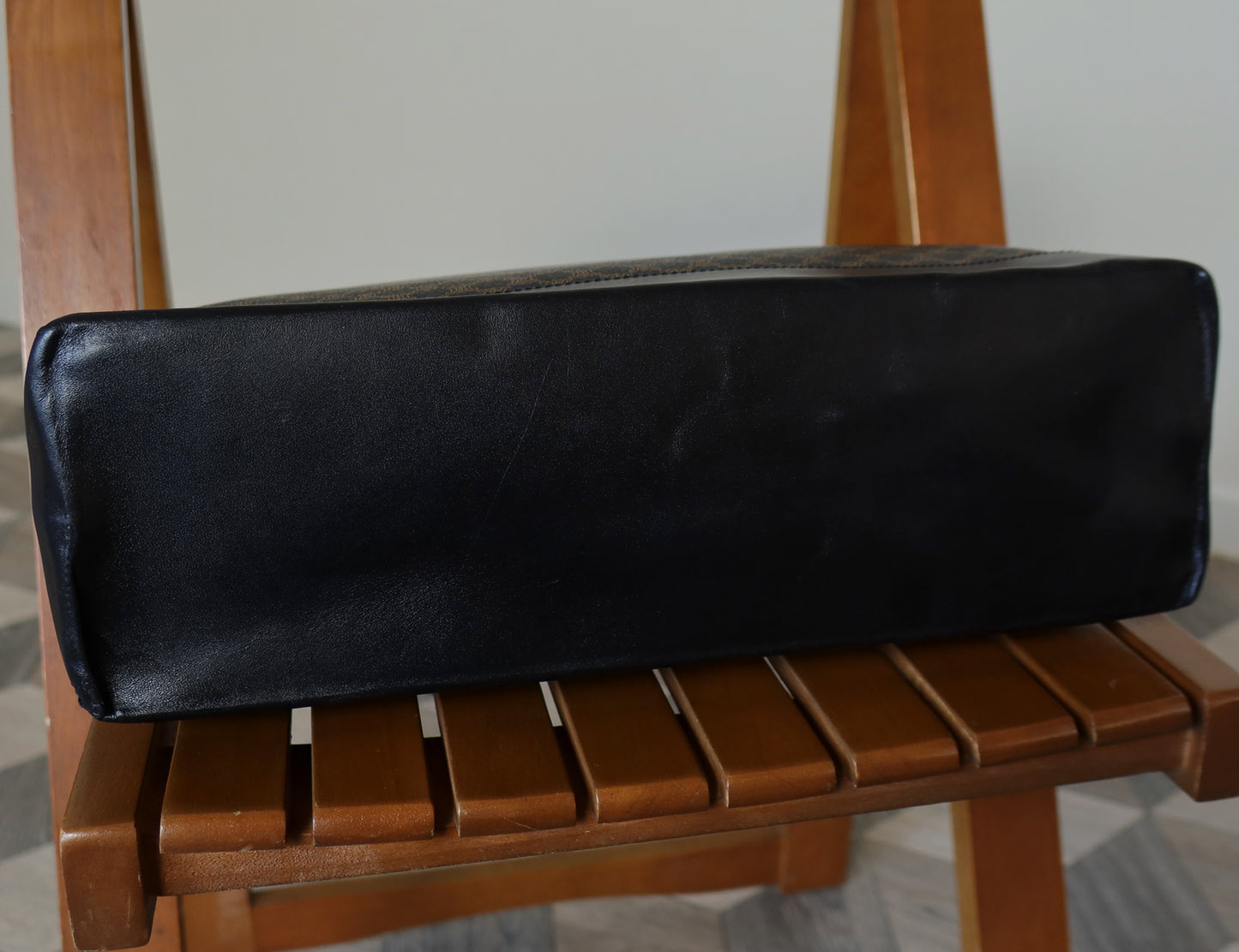 Celine Vintage Black Macadam Triomphe Large City Shoulder Tote Bag