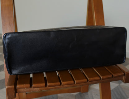 Celine Vintage Black Macadam Triomphe Large City Shoulder Tote Bag