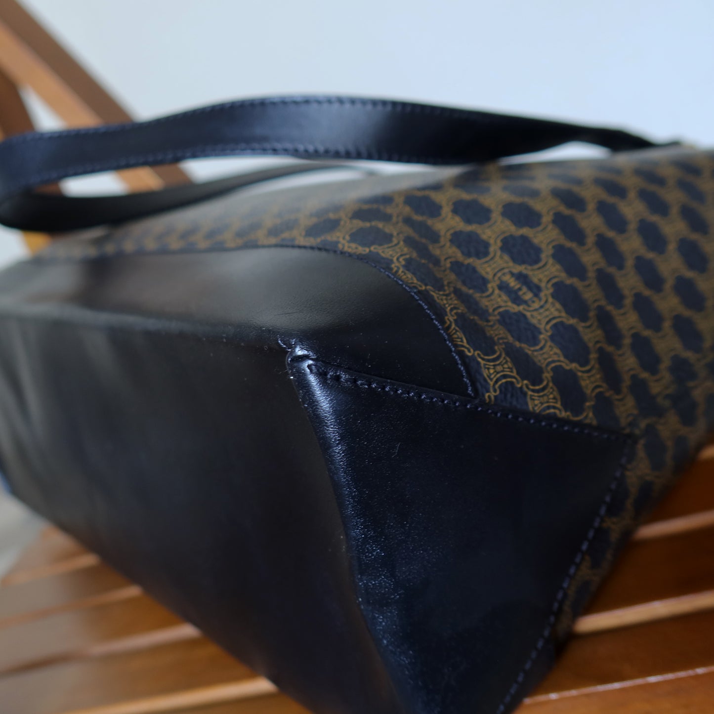 Celine Vintage Black Macadam Triomphe Large City Shoulder Tote Bag