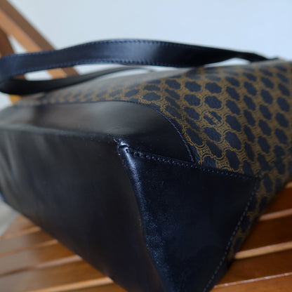 Celine Vintage Black Macadam Triomphe Large City Shoulder Tote Bag