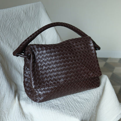 Bottega Veneta Vintage Dark Brown Intrecciato Ring Hobo Shoulder Flap Bag