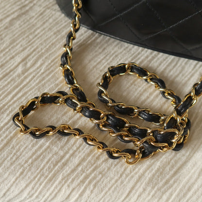 Vintage Chanel Black Lambskin Diamond stitched CC Tassel Classic Flap Bag