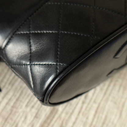 Vintage Chanel Black Lambskin Diamond stitched CC Tassel Classic Flap Bag