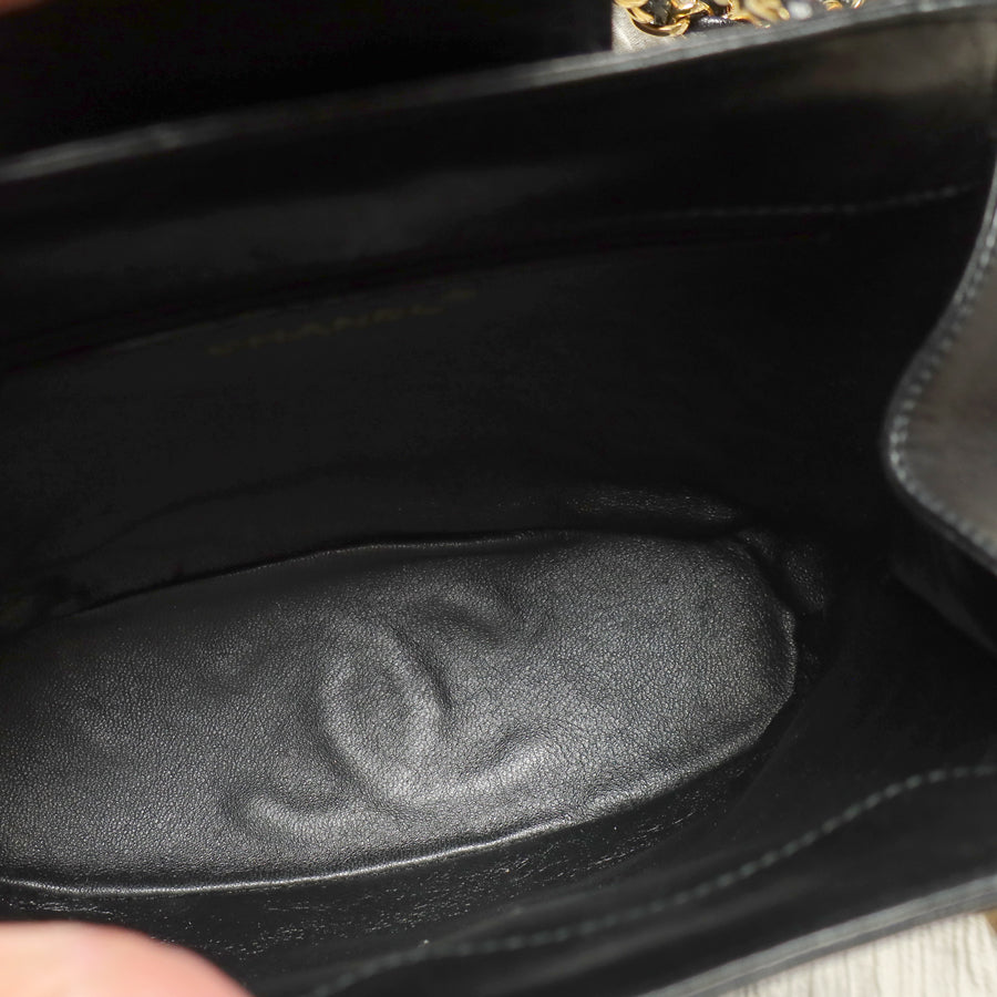 Vintage Chanel Black Lambskin Diamond stitched CC Tassel Classic Flap Bag