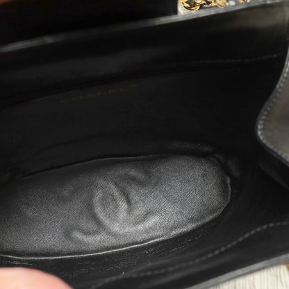 Vintage Chanel Black Lambskin Diamond stitched CC Tassel Classic Flap Bag