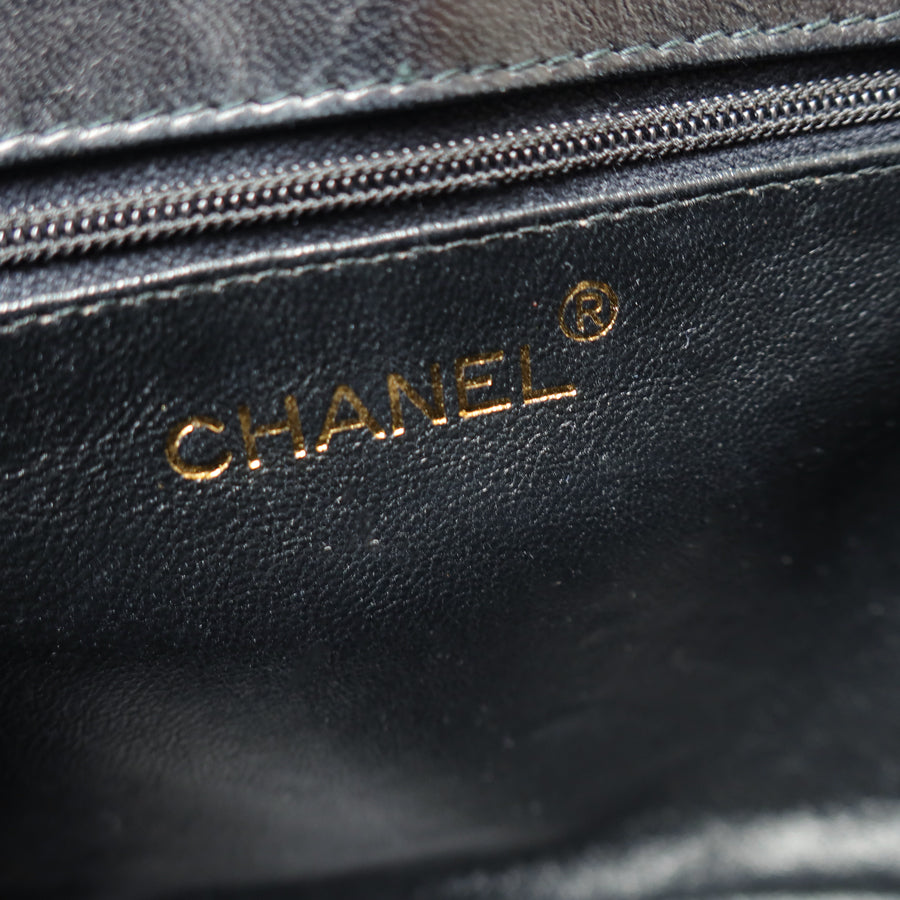 Vintage Chanel Black Lambskin Diamond stitched CC Tassel Classic Flap Bag