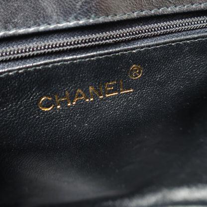 Vintage Chanel Black Lambskin Diamond stitched CC Tassel Classic Flap Bag