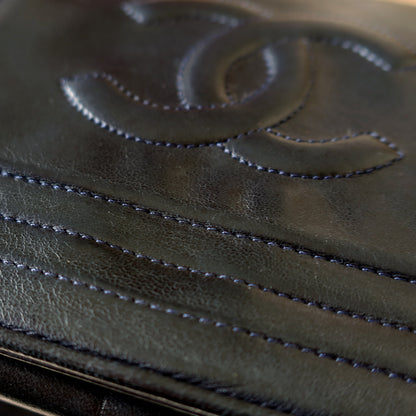Chanel Vintage Dark Navy Lambskin CC Timeless Classic Flap Bag