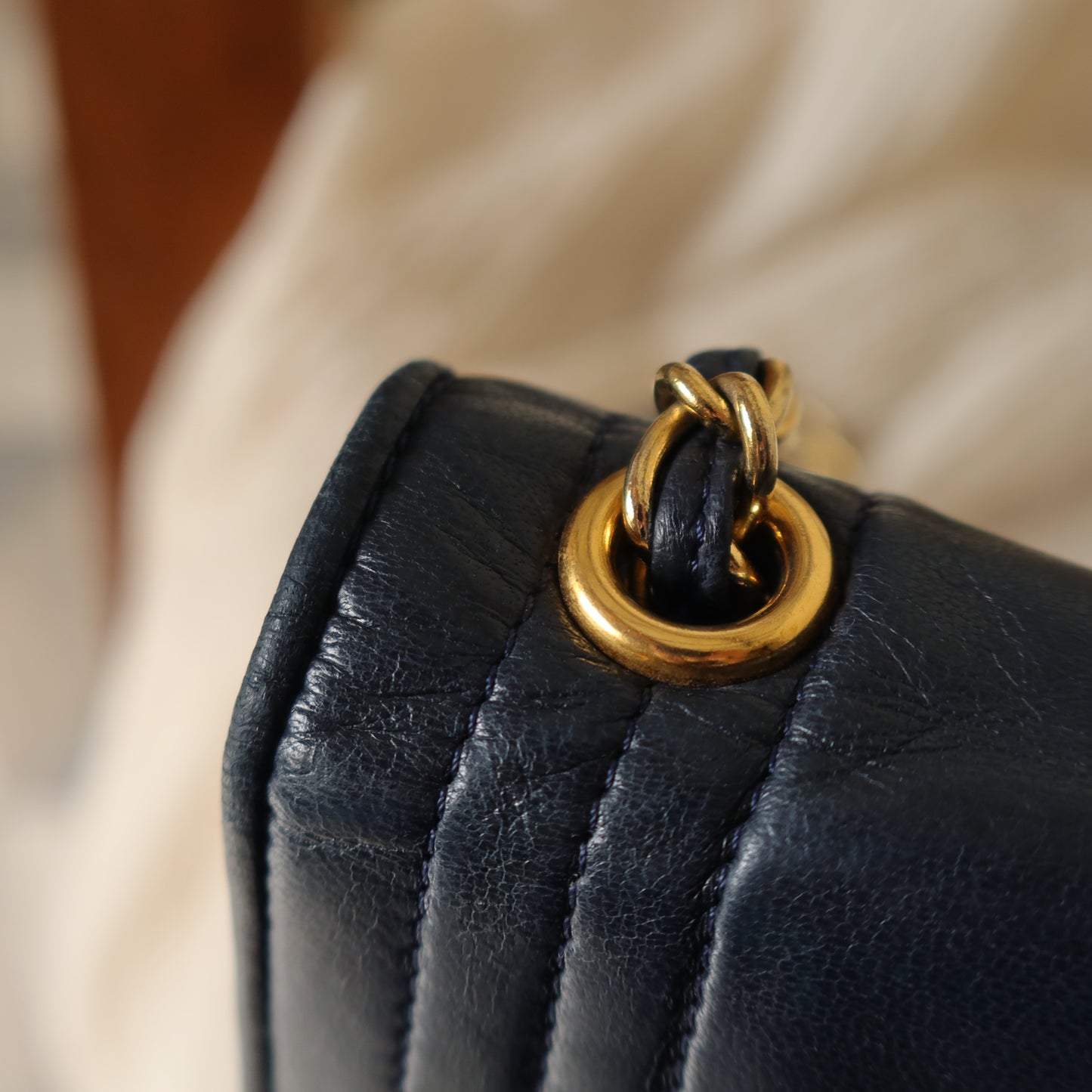 Chanel Vintage Small Navy Blue Lambskin Timeless Classic Flap Bag