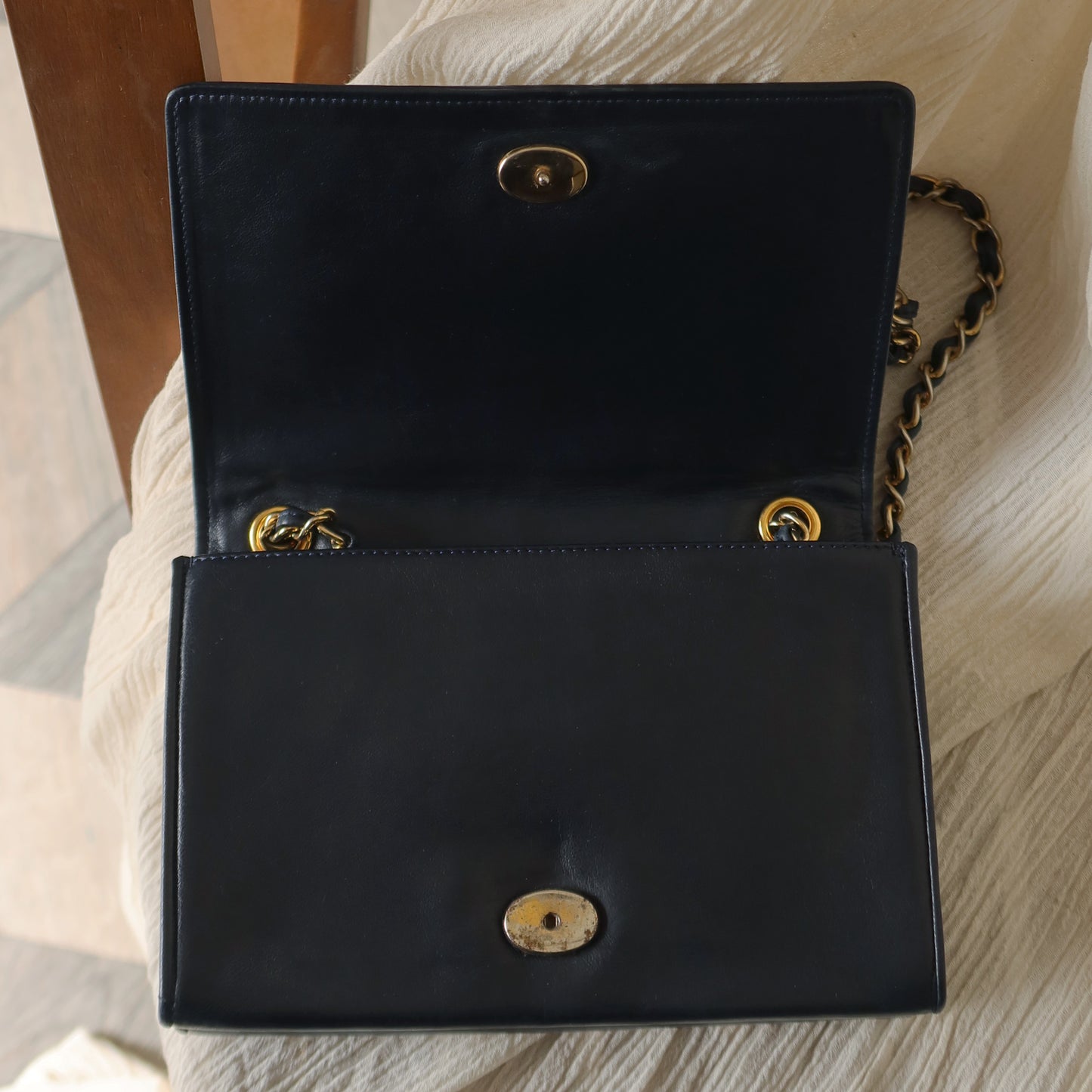 Chanel Vintage Small Navy Blue Lambskin Timeless Classic Flap Bag