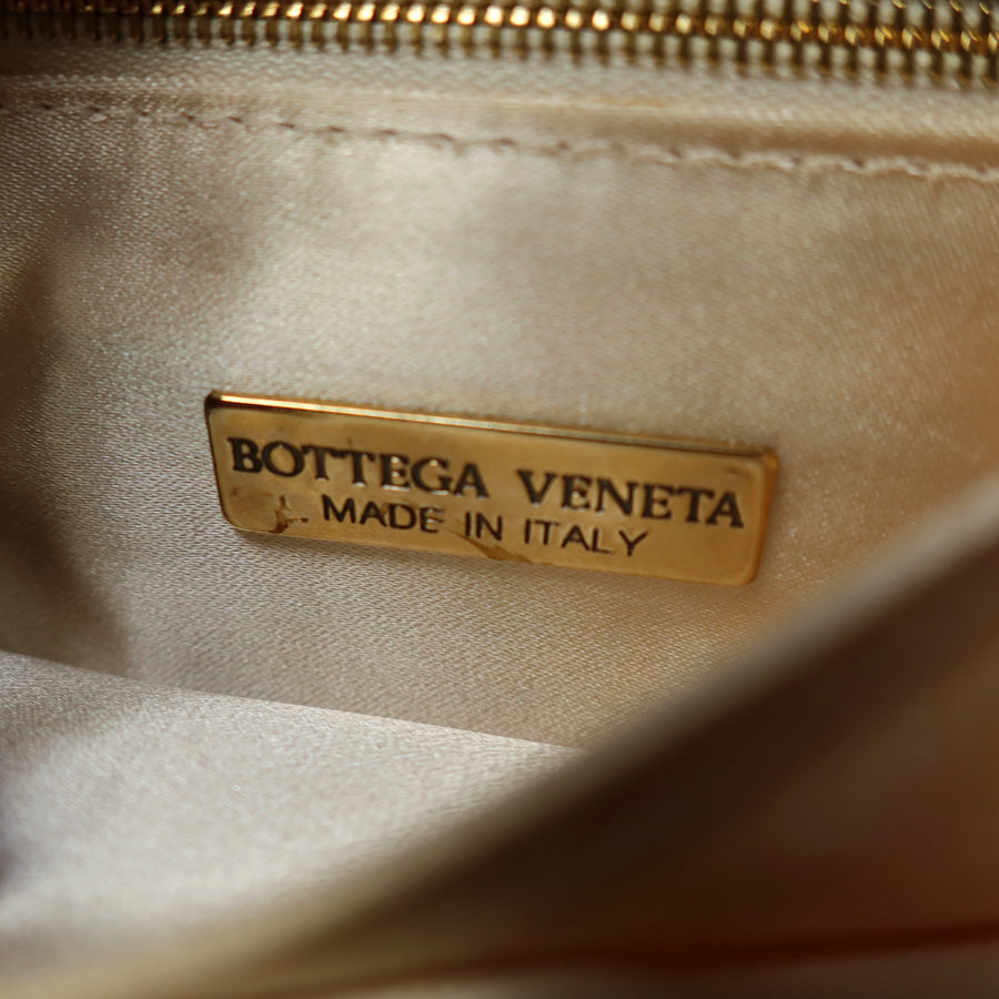 Rare Bottega Veneta Vintage Dark Navy Intrecciato Turn lock 2way Flap Bag