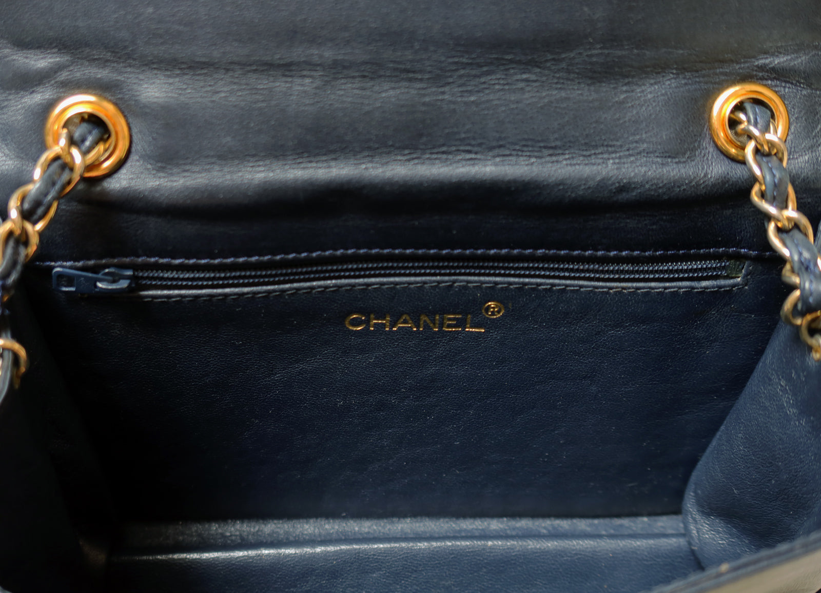 Chanel Vintage Dark Navy Lambskin CC Timeless Classic Flap Bag