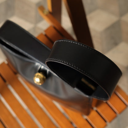 Celine Vintage Classic Black Leather Gold Ball Charm Shoulder Bag