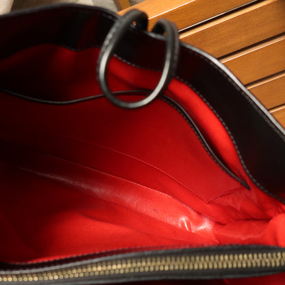 Celine Vintage Classic Black Leather Gold Ball Charm Shoulder Bag