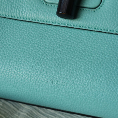 Rare Gucci Vintage Bamboo Turn lock Blue Leather Small 2way Daily Crossbody Bag 2