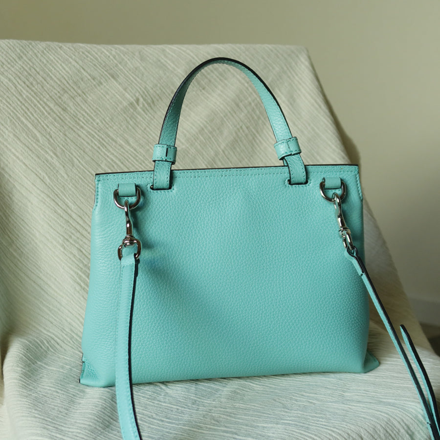 Rare Gucci Vintage Bamboo Turn lock Blue Leather Small 2way Daily Crossbody Bag 2