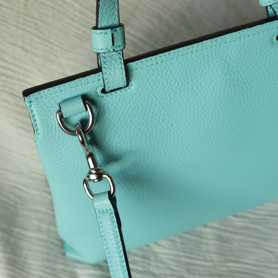 Rare Gucci Vintage Bamboo Turn lock Blue Leather Small 2way Daily Crossbody Bag 2