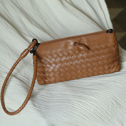 Bottega Veneta Vintage Caramel Brown Intrecciato Mini Pochette Clutch Shoulder Bag