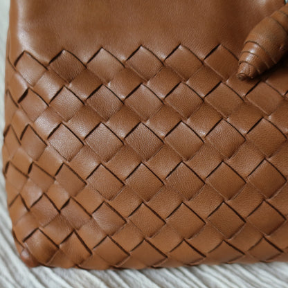 Bottega Veneta Vintage Caramel Brown Intrecciato Mini Pochette Clutch Shoulder Bag