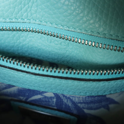 Rare Gucci Vintage Bamboo Turn lock Blue Leather Small 2way Daily Crossbody Bag 2