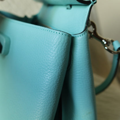 Rare Gucci Vintage Bamboo Turn lock Blue Leather Small 2way Daily Crossbody Bag 2