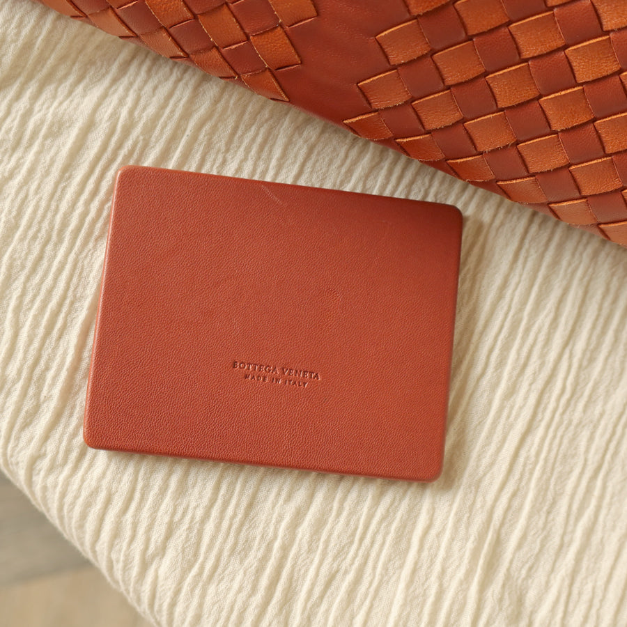 Bottega Veneta Vintage Coral Orange Intrecciato Kiss Lock East