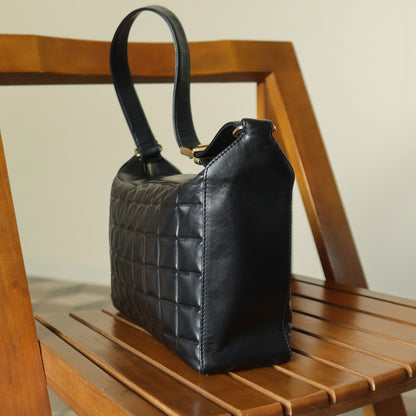 Chanel Vintage Black Quilted Chocolate Bar CC Mark Shoulder Bag Small 3
