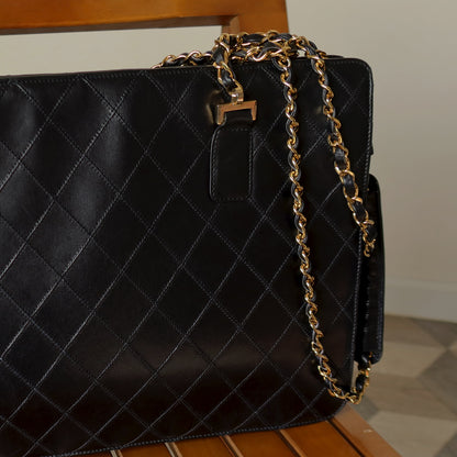 Chanel Vintage Matelasse Double Chain Travel and Work Shoulder Bag