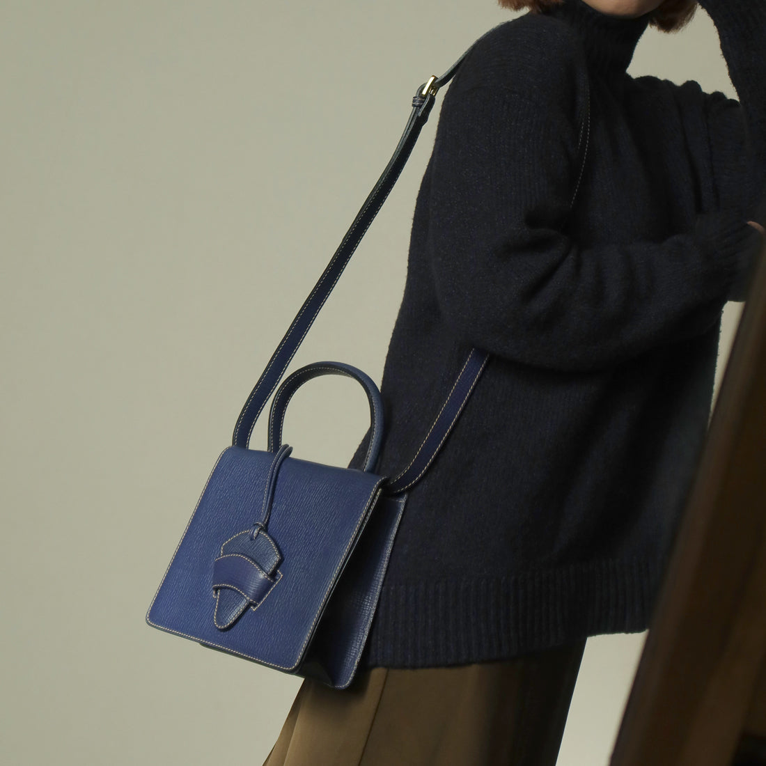 Loewe Vintage Royal Blue Grained Calfskin Leather 2way Barcelona Bag