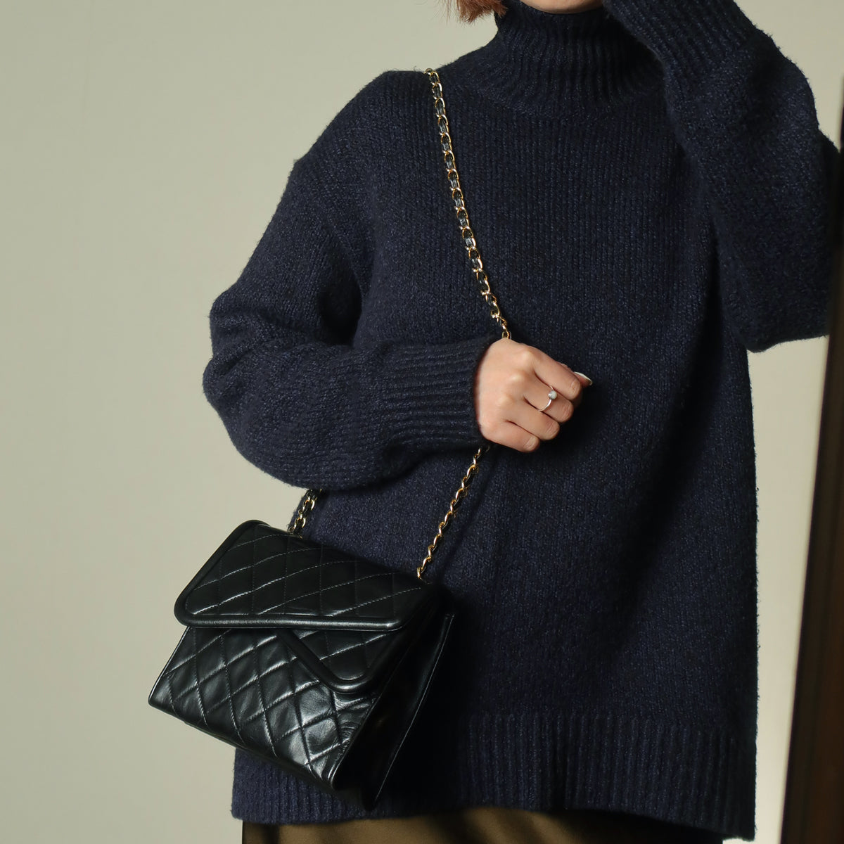 Chanel Vintage Black Lambskin Diamond quilted Tassel Asymmetrical Double Flap Bag