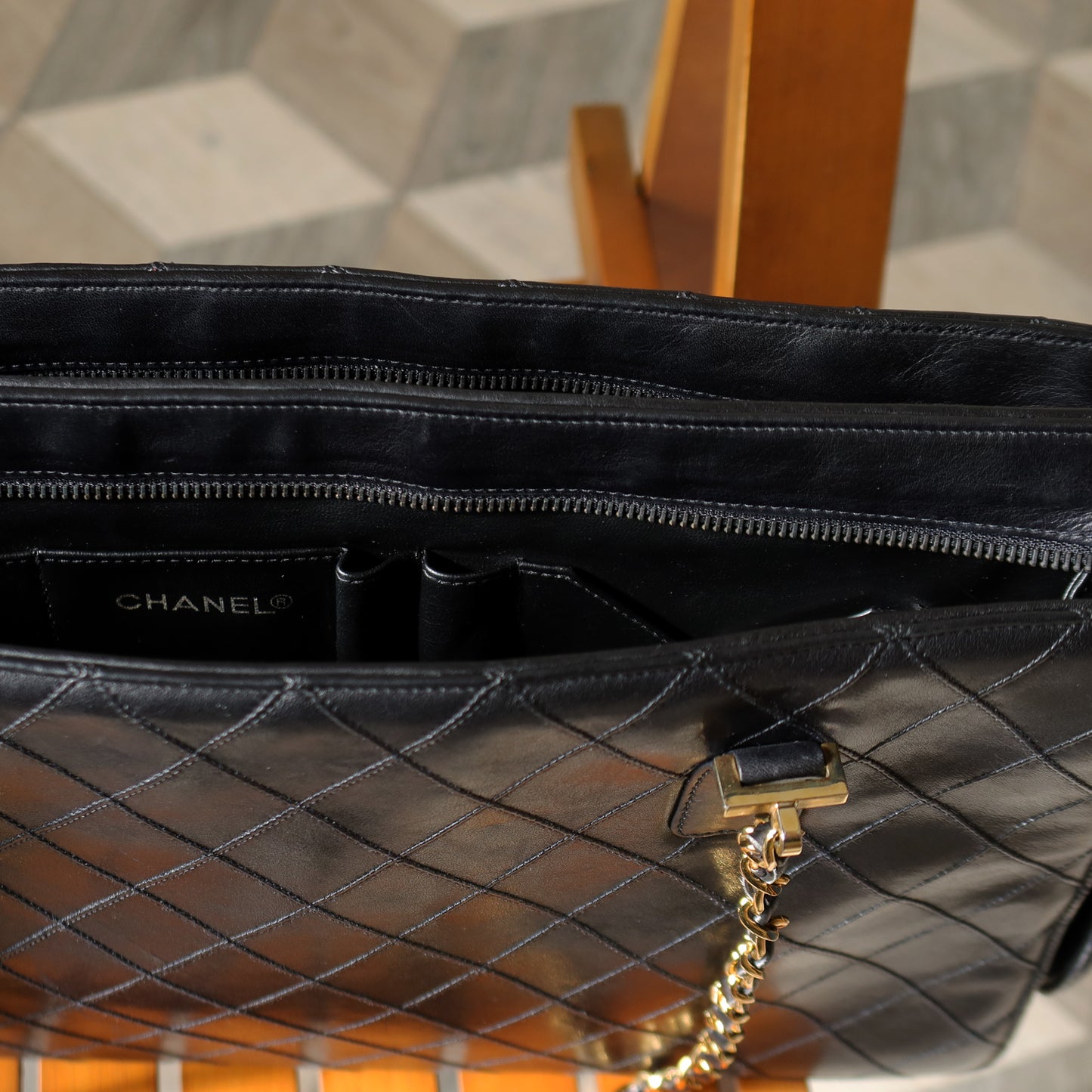 Chanel Vintage Matelasse Double Chain Travel and Work Shoulder Bag