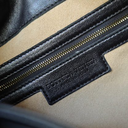 Bottega Veneta Vintage Black Intrecciato Ring Hobo Belt Strap Shoulder Bag