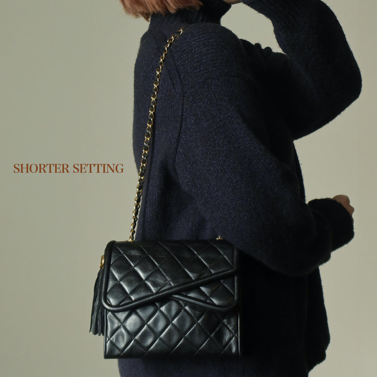 Chanel Vintage Black Lambskin Diamond quilted Tassel Asymmetrical Double Flap Bag