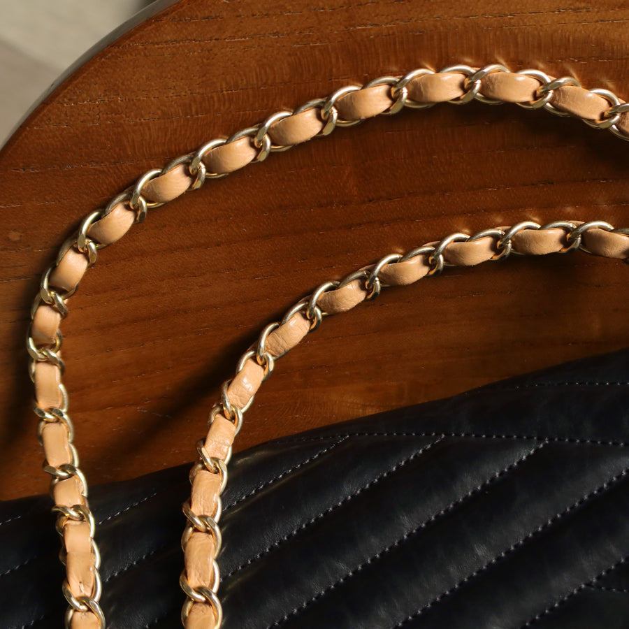 Chanel Vintage Black Lambskin 2.55 Chevron Gabrielle 2way Shoulder Bag