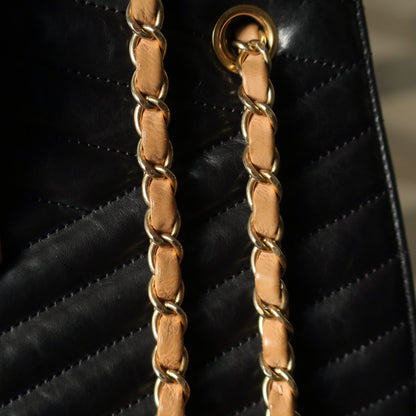 Chanel Vintage Black Lambskin 2.55 Chevron Gabrielle 2way Shoulder Bag