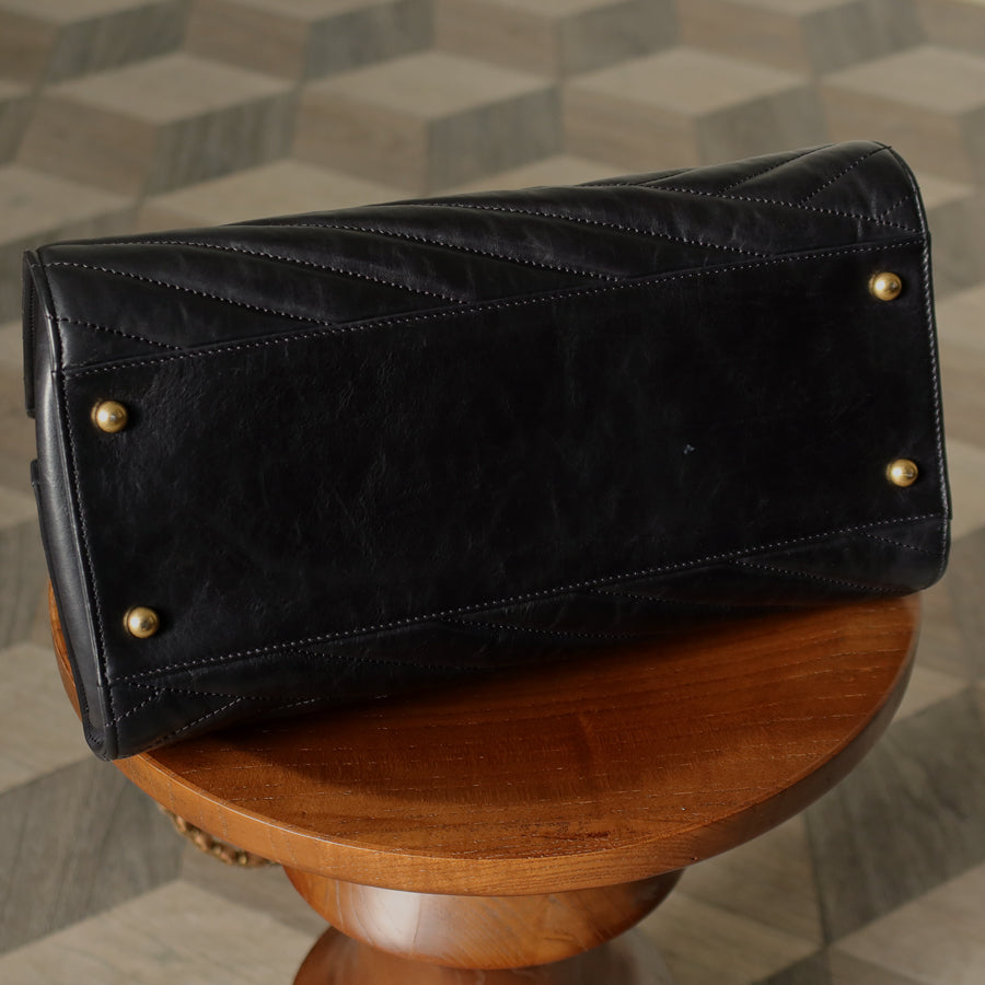 Chanel Vintage Black Lambskin 2.55 Chevron Gabrielle 2way Shoulder Bag