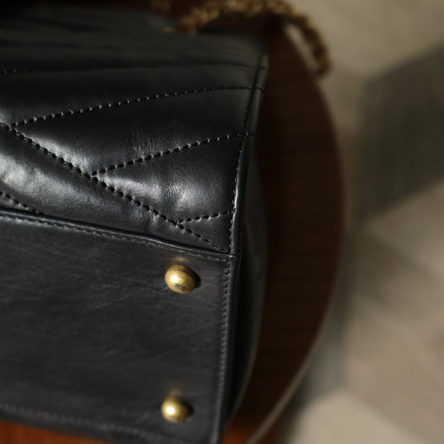 Chanel Vintage Black Lambskin 2.55 Chevron Gabrielle 2way Shoulder Bag