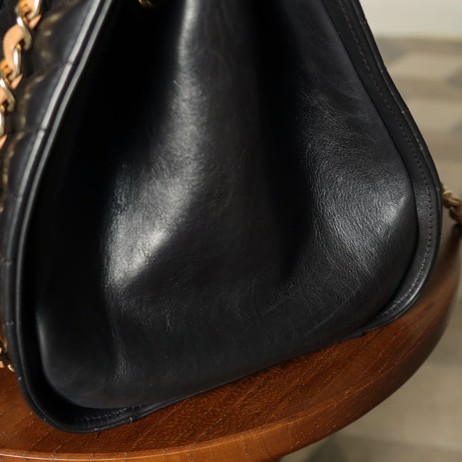 Chanel Vintage Black Lambskin 2.55 Chevron Gabrielle 2way Shoulder Bag