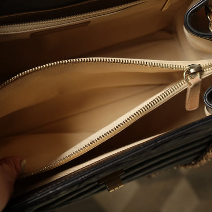 Chanel Vintage Black Lambskin 2.55 Chevron Gabrielle 2way Shoulder Bag