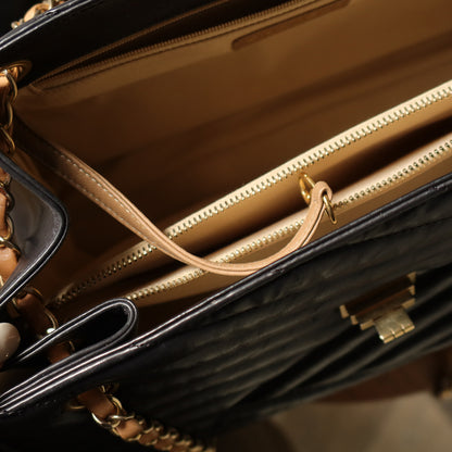 Chanel Vintage Black Lambskin 2.55 Chevron Gabrielle 2way Shoulder Bag