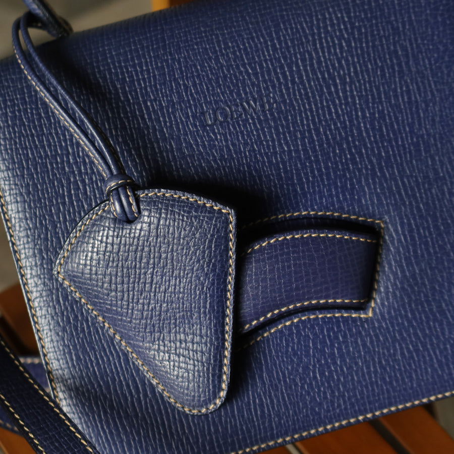 Loewe Vintage Royal Blue Grained Calfskin Leather 2way Barcelona Bag