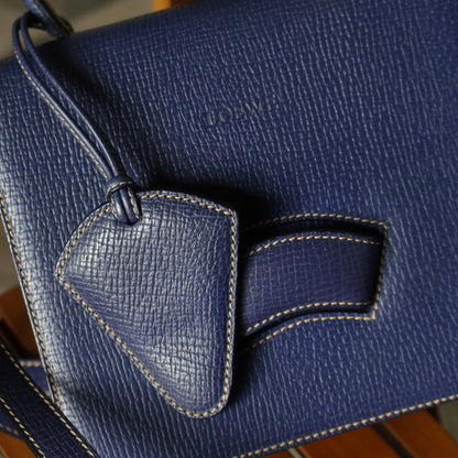 Loewe Vintage Royal Blue Grained Calfskin Leather 2way Barcelona Bag