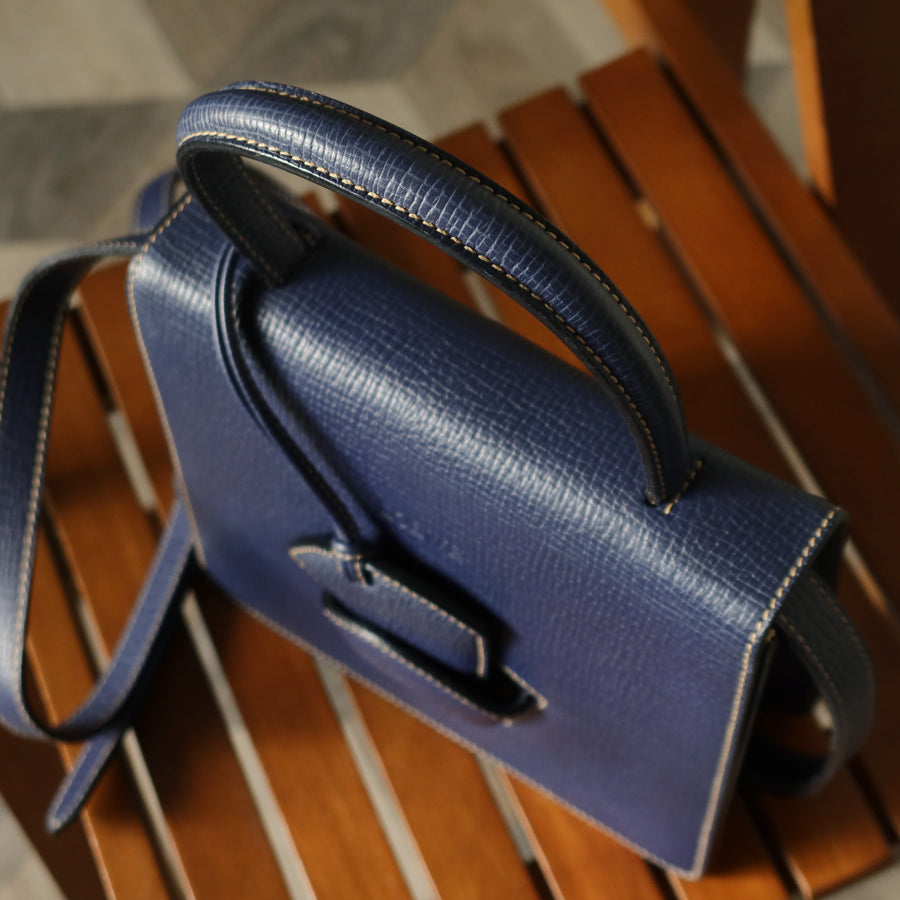 Loewe Vintage Royal Blue Grained Calfskin Leather 2way Barcelona Bag