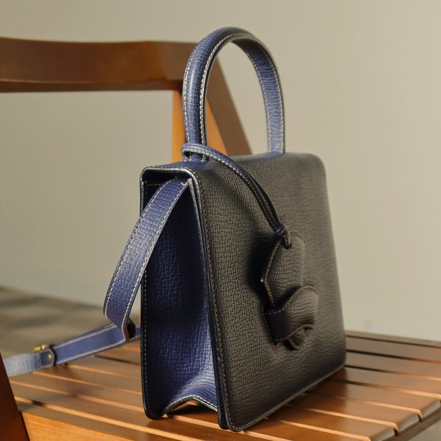 Loewe Vintage Royal Blue Grained Calfskin Leather 2way Barcelona Bag