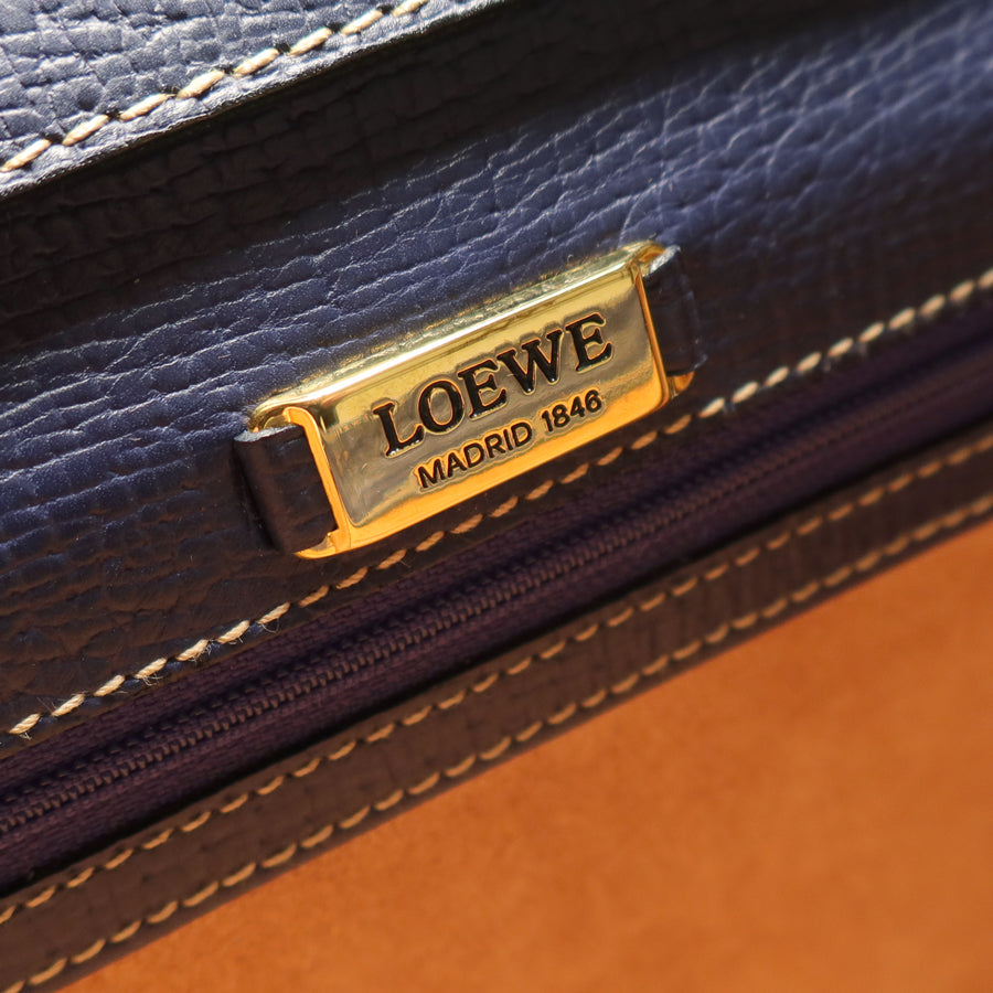 Loewe Vintage Royal Blue Grained Calfskin Leather 2way Barcelona Bag